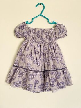 3 for $15 Kids Lavender Floral Smocked‎ Puff-Sleeve Dress